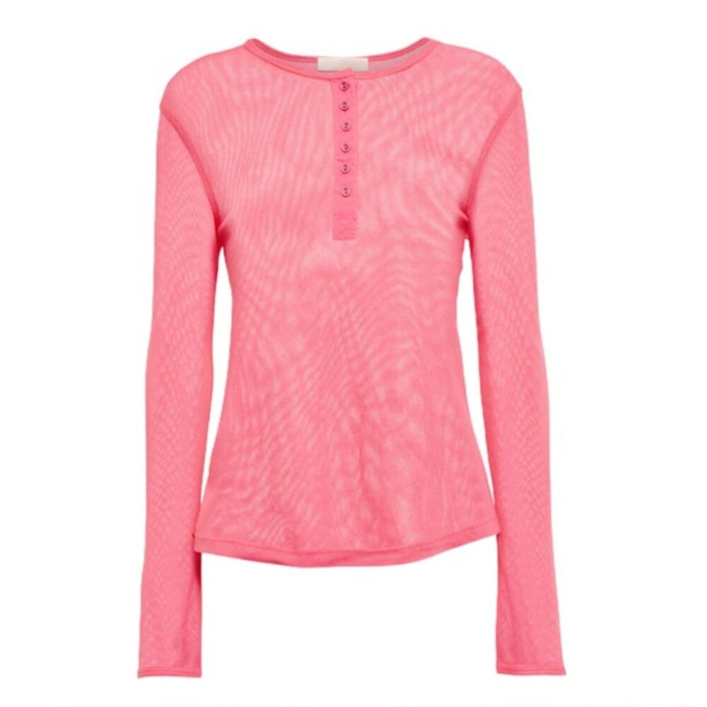 Ulla Johnson sheer mesh hot pink henley shirt - Small